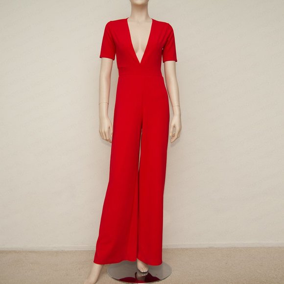 Nasty Gal Pants - Nasty Gal Plunge Wide Leg Jumpsuit